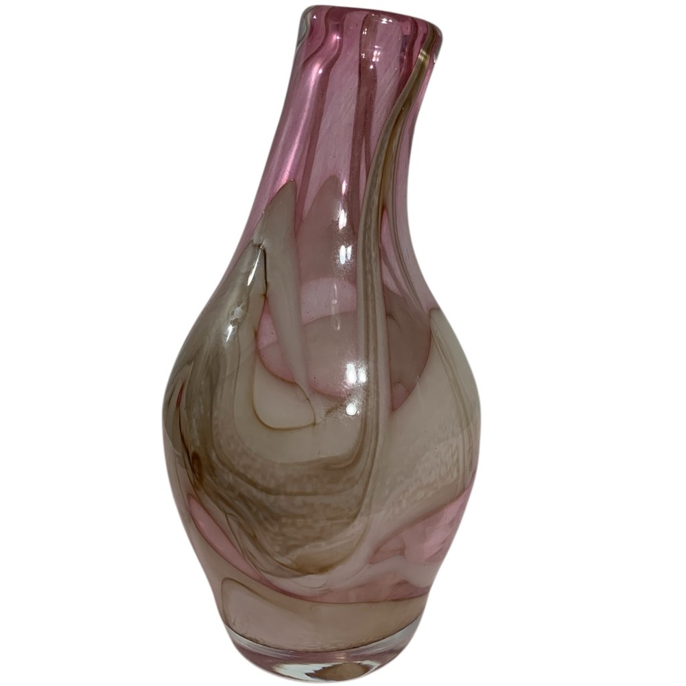 Tarnowiec Polish Studio Cased Art Glass Vase Pink